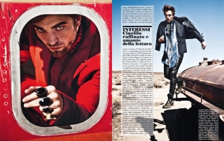 Ultimate Graveyard Mojave Desert - Robert Pattinson Fashion Photoshoot for Luomo Vogue Italia Magazine - Plane Shell and Post-Apocalyptic Cars