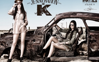 Ultimate Graveyard Mojave Desert Shoot Location - Kendall Jenner & Kylie Jenner Fashion Photoshoot by Nick Saglimbeni for WMB 3D Magazine in post-apocalyptic car