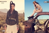 Ultimate Graveyard Mojave Desert Shoot Location - with Kendall Jenner & Kylie Jenner Fashion Photoshoot by Nick Saglimbeni for WMB 3D Magazine - Mojave Desert Landscape & Decaying Car