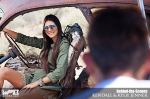 Ultimate Graveyard Mojave Desert Shoot Location - BTS with Kendall Jenner & Kylie Jenner Fashion Photoshoot by Nick Saglimbeni for WMB 3D Magazine on decaying car