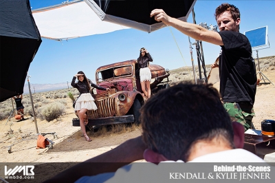 Ultimate Graveyard Mojave Desert Shoot Location - BTS with Kendall Jenner & Kylie Jenner Fashion Photoshoot by Nick Saglimbeni for WMB 3D Magazine on post-apocalyptic truck