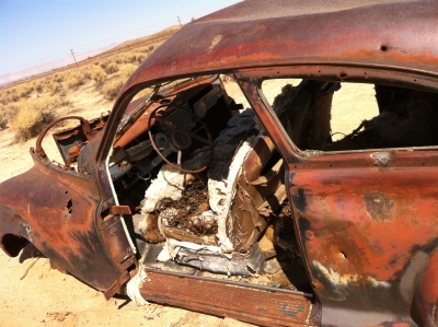 UltimateGraveyard Mojave Desert Photography & Film Location - Rusted Old 2-Door Apocalytic Car