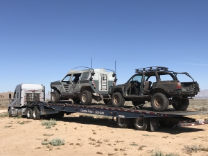 The post-apocalytpic cars of The Game "Westside" music video shoot at UltimateGraveyard.com Mojave Desert Film Location