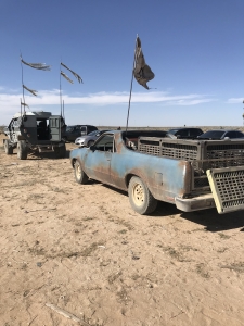 The post-apocalytpic cars of The Game "Westside" music video shoot at UltimateGraveyard.com Mojave Desert Film Location